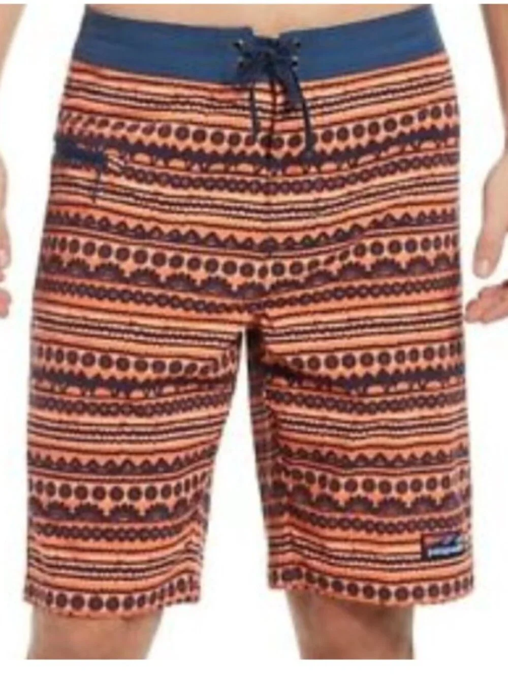 Patagonia Stretch Wavefarer Boardshorts Swim Trunks Mens 30 Orange Tribal Print